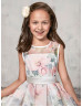 Floral Print Organza Box Pleated Flower Girl Dress Floral Print Organza Box Pleated Flower Girl Dress